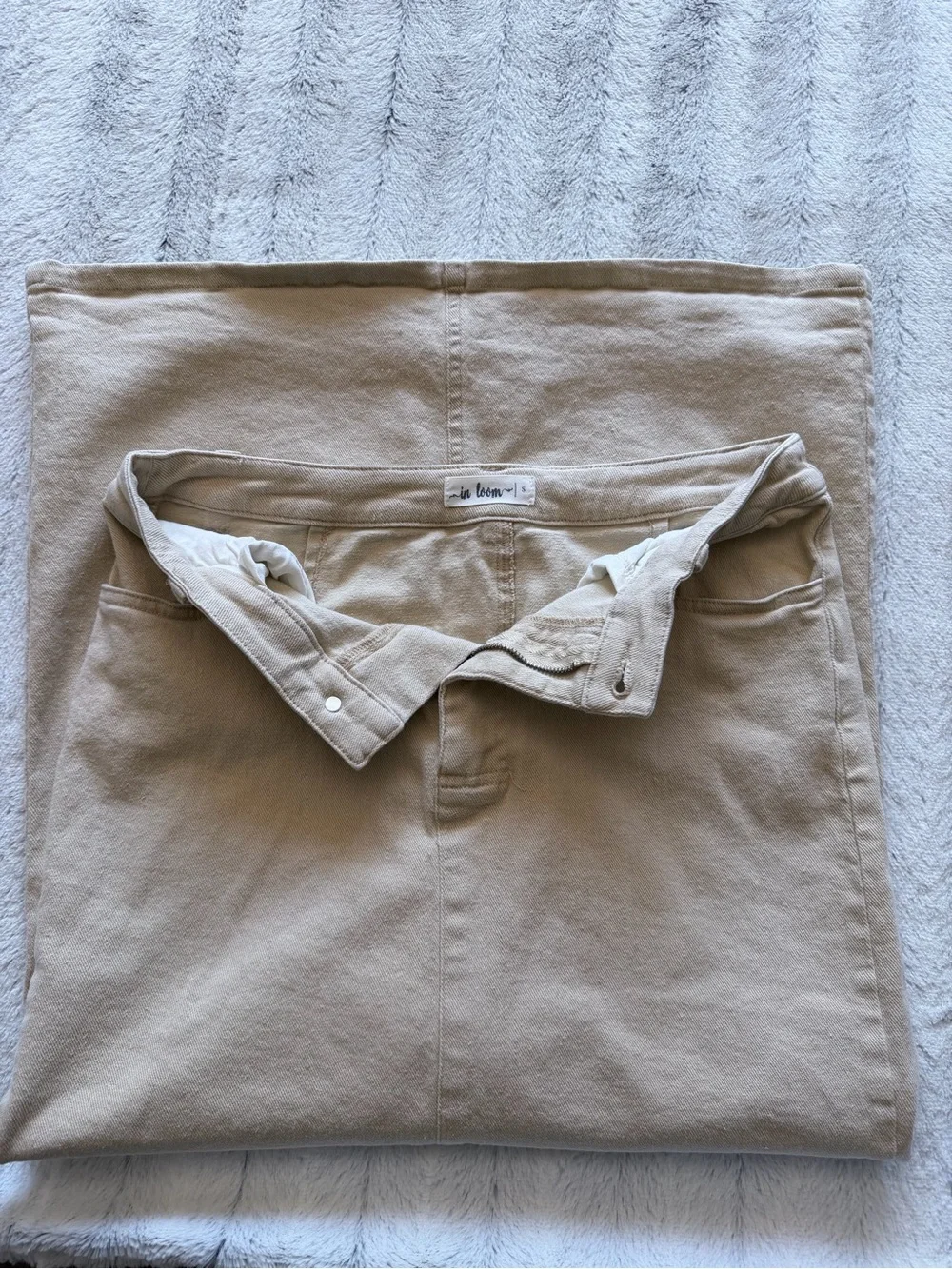 Denim maxi skirt - beige
